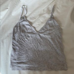 brandy melville ribbed light grey tank top